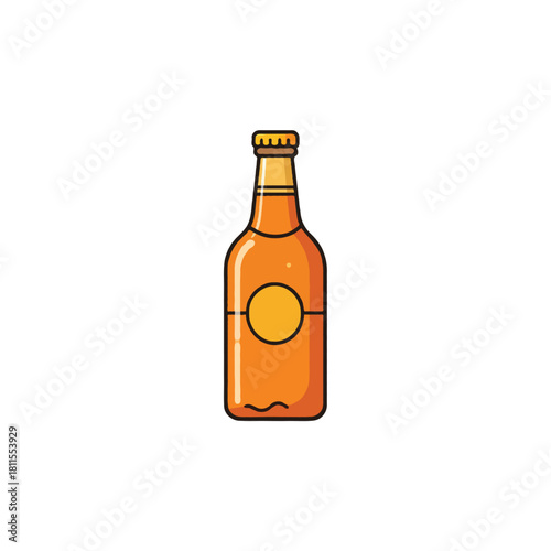 Artistic rendition of a bottle filled with amber liquid designed with clean lines and minimalism