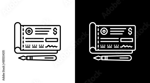 Checkbook With Icon Set Design