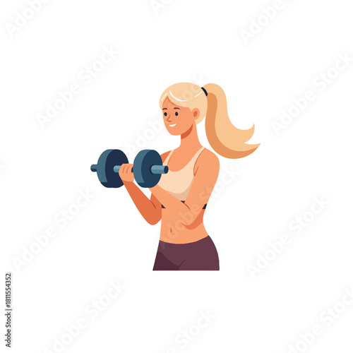 Blonde woman engaging in arm exercises with a dumbbell achieving strength and fitness goals