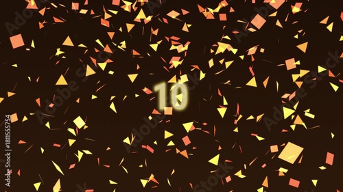 Festive Timer. Golden Confetti Falling in the background counting down from 15 to 0.