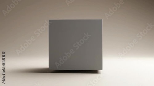 Gray Cube Rotating on Neutral Surface