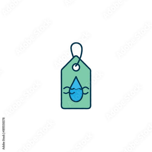 Conceptual illustration displaying water droplet icon within a tag symbolizing environmental