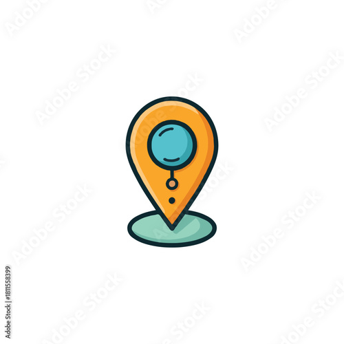 Conceptual illustration of a location pin marker representing search and discovery navigation for