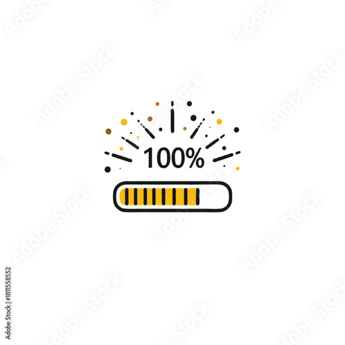 Conceptual presentation of achievement and complete success with hundred percent display for web