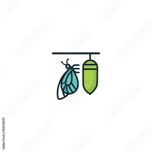 Conceptual metamorphosis representation unveiling transformation from pupa to winged insect