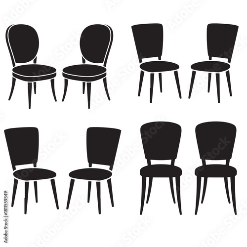 Modern Dining Chair Collection Vector