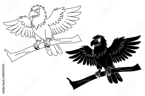 Eagle Illustration in Bold Cartoon Style for Wildlife Coloring Pages