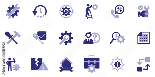 repair icons set. reparation, fix, maintenance, restore, toolbox, tools and more. simple colored vector