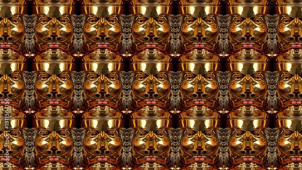 Fototapeta premium Nutcracker Statue Face Seamless Pattern