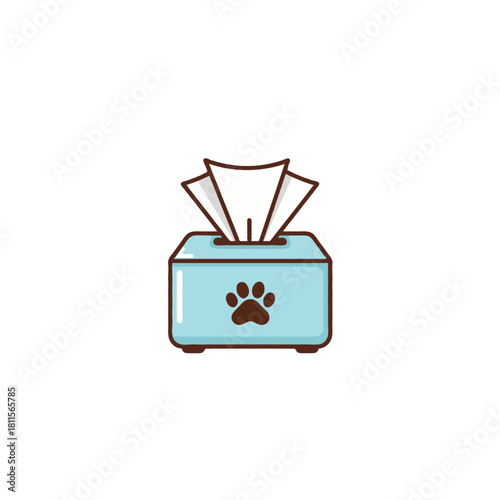Delicate tissue box featuring a charming paw print adds a touch of whimsy and cleanliness for
