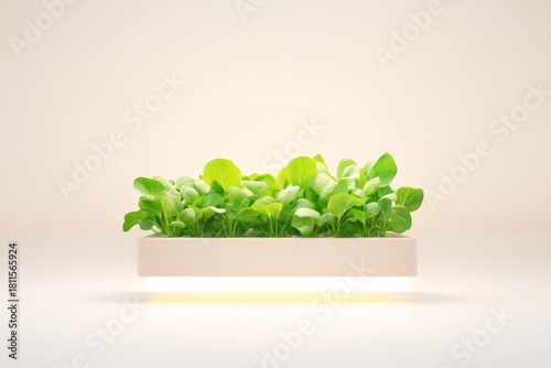 Sustainable growth concept with lush green plants in minimalist setting