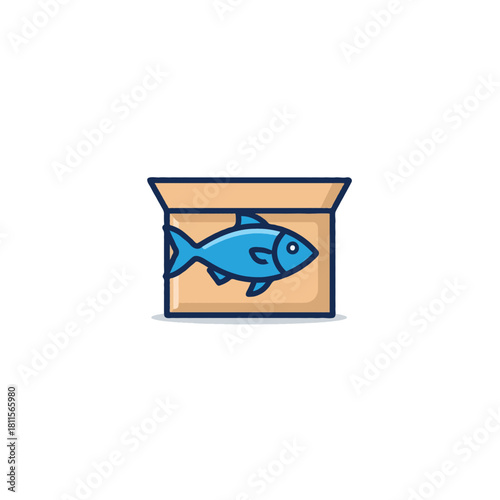 Delivered seafood freshness depiction showcasing marine creature inside open container package