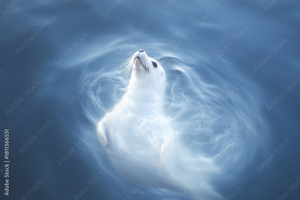 Obraz premium Enchanting selkie transformation: a mythical seal emerges from mystical waters