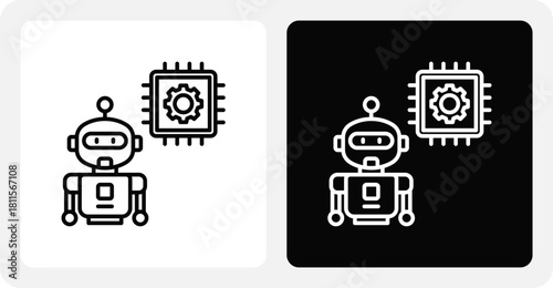 Robotic Process   Dual Monochrome Icon Set