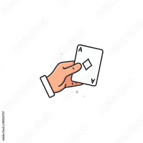 Elegant hand holding an ace of diamonds card showcasing a gesture of success and luck symbol
