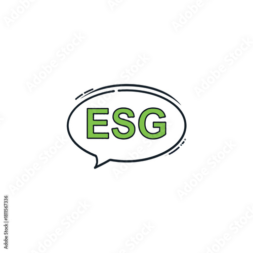 Environmental social governance initiative concept illustrated in communication bubble depicting