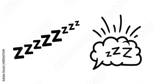 Cartoon illustration of a sleeping head and dream cloud with zzz symbols