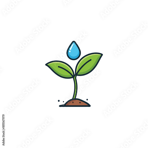 Fresh seedling receiving a life giving drop showcasing the importance of hydration and growth