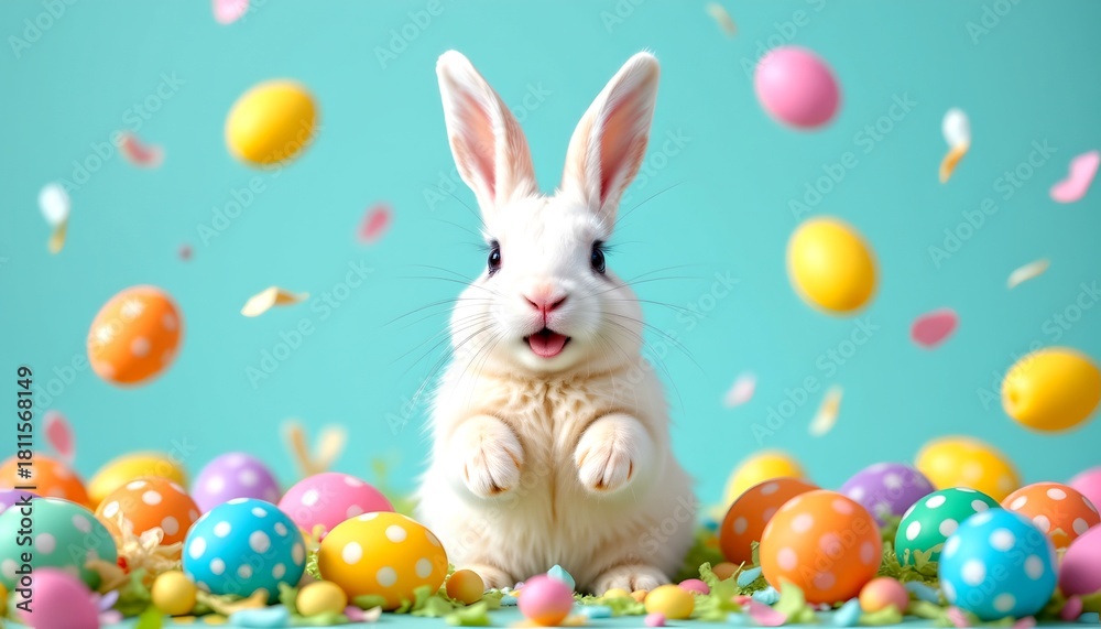 custom made wallpaper toronto digitalA cheerful Easter bunny surrounded by colorful eggs and decorations, symbolizing spring and renewal