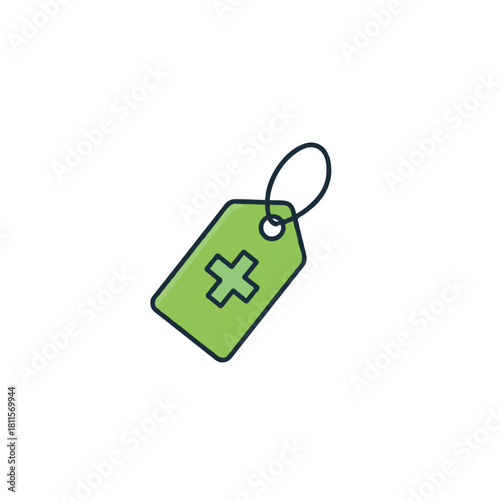 Green health tag icon symbolizing wellness benefit accessibility and affordable healthcare