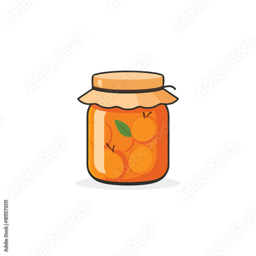 Homemade peach preserves in a glass jar, a delightful fruity treat preserved for later enjoyment,