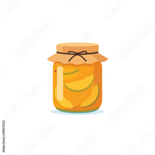 Homemade peach preserve vector illustration showcasing canning, fruit, and culinary traditions for