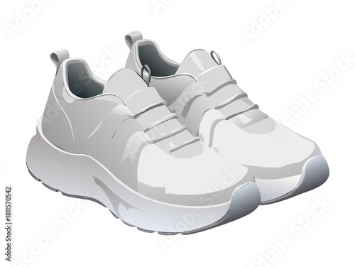 Isolated white vector illustration of a pair of casual athletic sport shoes or running sneakers