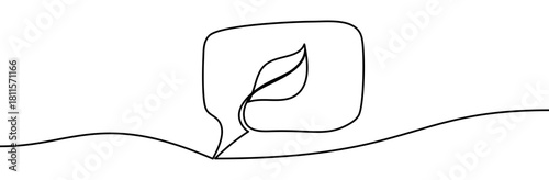 Speech bubble with green leaves inside, ecological concept, isolated on transparent background, vector illustration. Eco concept