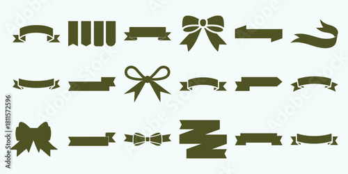 Elegant collection of ribbon banners, bows, and decorative elements in a variety of styles