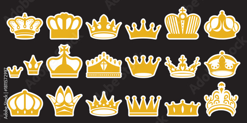 Collection of Golden Crown Icons A Regal Assortment for Design Projects & Royal Themes