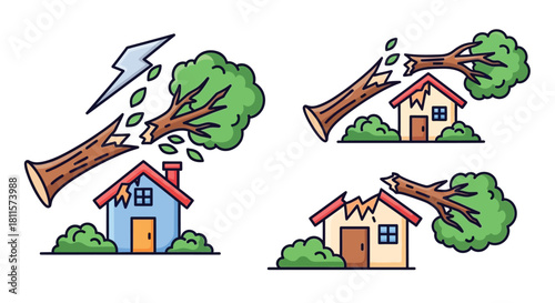 A storm s impact trees falling onto houses during a severe weather event