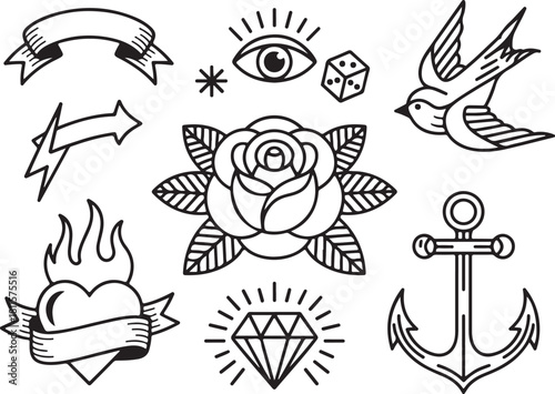 Flash tattoo art collection for customizable design