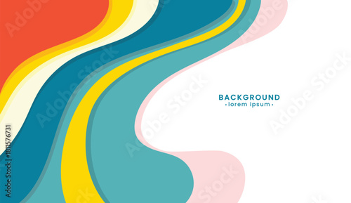 Wavy layered graphic design in red, yellow, and blue. Suitable for abstract backgrounds, presentations, and artistic projects.