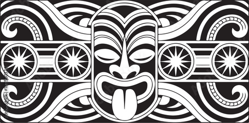 Dynamic Polynesian Tiki Mask Design for bold graphics