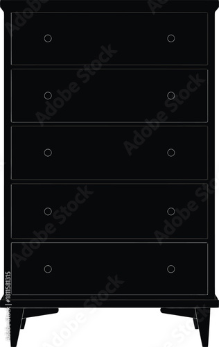 Black chest of drawers with minimalist design for bedroom furniture storage drawers