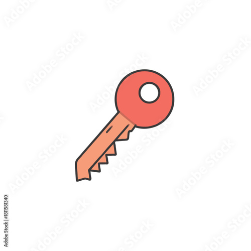 Isolated whimsical key illustration suggesting security access unlocking protection or entering a