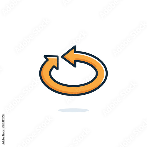 Looping arrow symbol conveys repetitive cycle or continuous process ideal for user interface