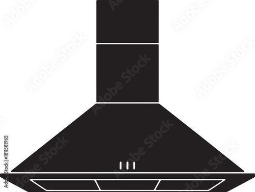 Black Silhouette Of Kitchen Hood Minimalist Design With Transparent Background