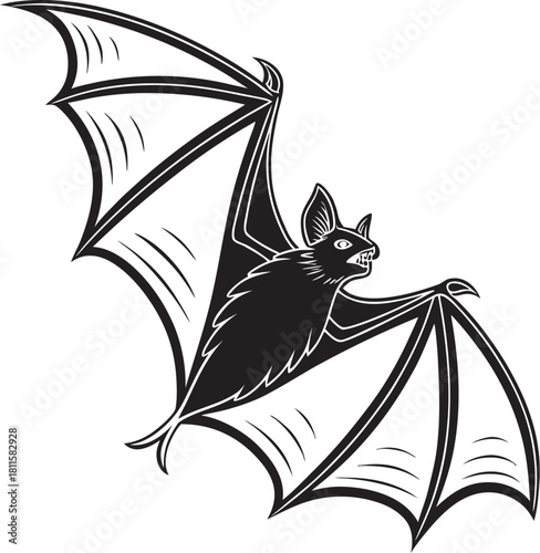 black bat on a white background