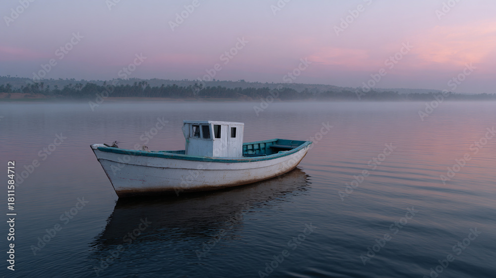 Naklejka premium Boat on the lake.