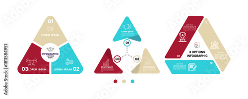 Vector triangle element for infographic set. infographic for presentation. Business concept with 3 options, parts, steps or processes. venn diagram 3 step. 
