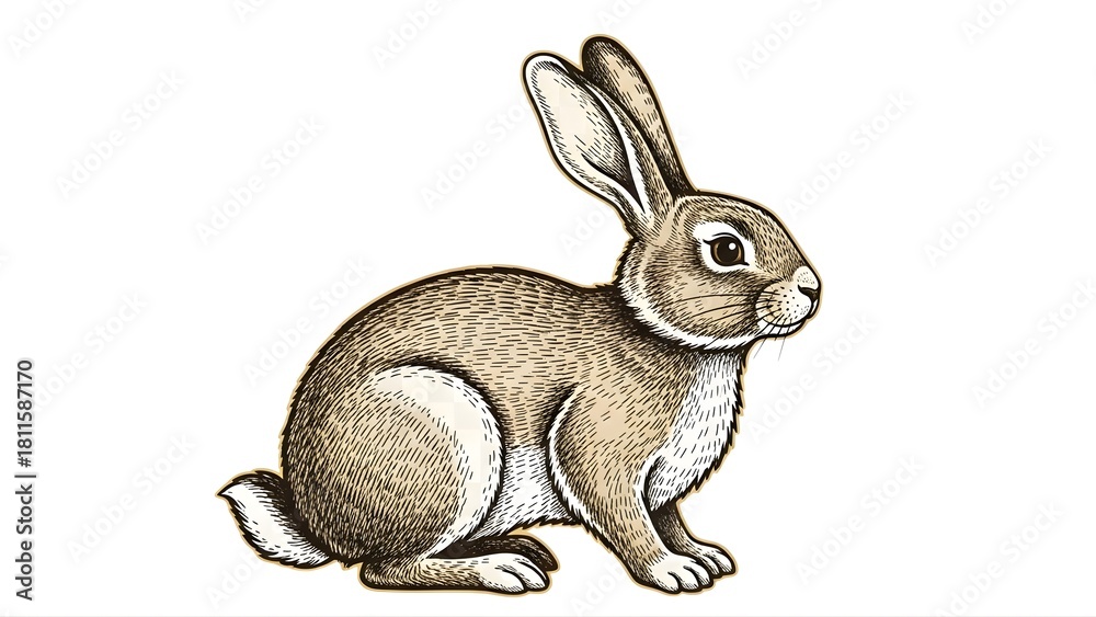 Obraz premium Rabbit illustration drawing animal hare bunny wildlife easter pet cute mammal vector art design 100 on transparent background
