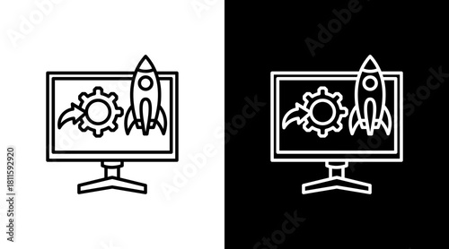 Project Launch With Icon Set Design