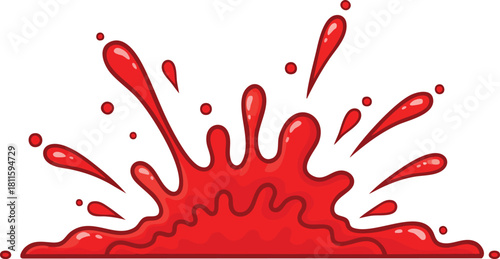 Pixel Art Red Liquid Splash Explosion Isolated On White Background