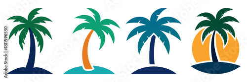 Vector art illustration set of palm trees