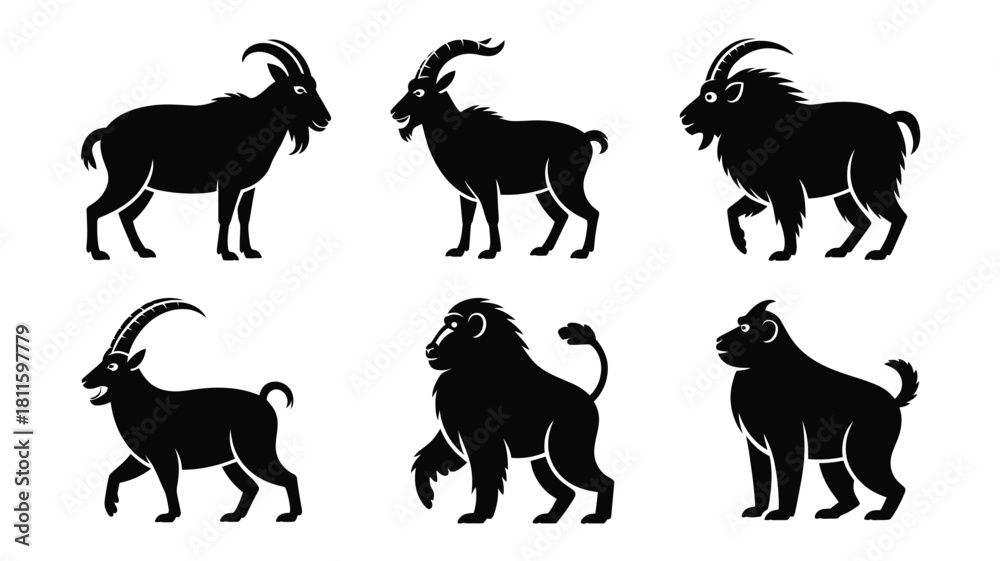 Obraz premium Wild animal vector silhouette collection