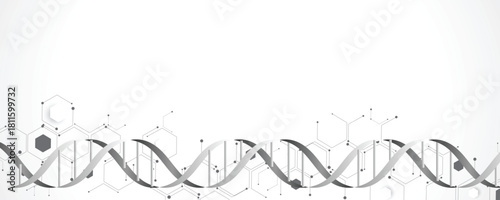 Futuristic DNA science background, connected neural network