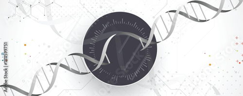 Futuristic DNA science background, connected neural network