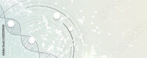 Futuristic DNA science background, connected neural network