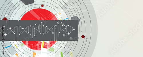 Futuristic DNA science background, connected neural network